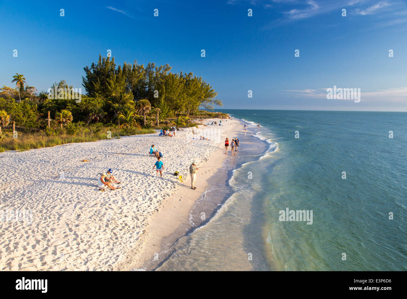 White sand beach at sunset on Sanibel Island, Florida, USA Stock Photo