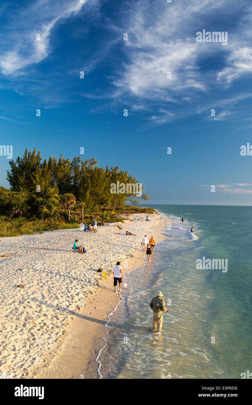 White sand beach at sunset on Sanibel Island, Florida, USA Stock Photo