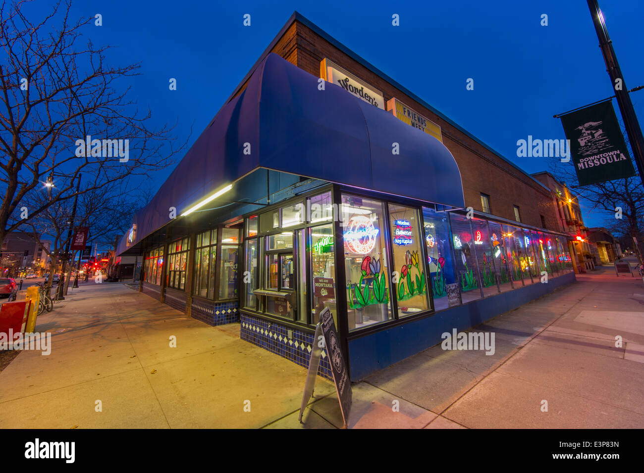Wordens Deli at dusk in downtown Missoula, Montana, USA Stock Photo Alamy