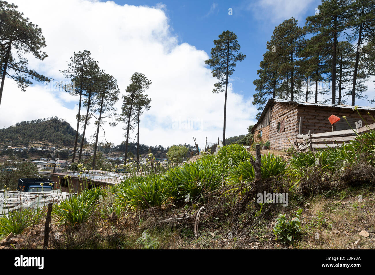 Rustic home in the village of Cuajimoloyas in the Pueblos Mancomunados Stock Photo