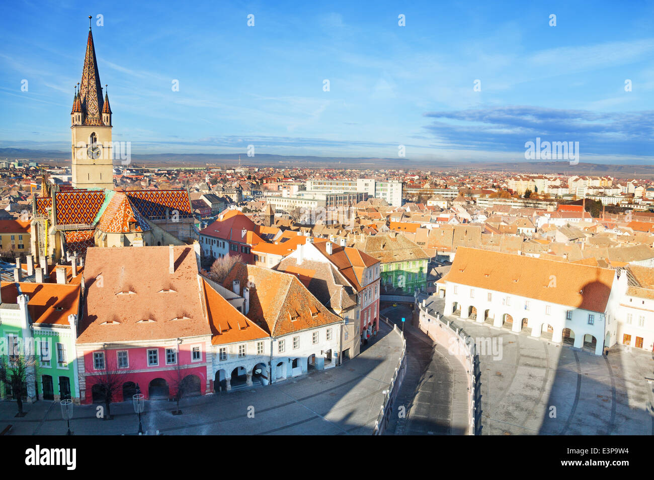 Piata Mare (Large square) in Sibiu, Romania Stock Photo Alamy