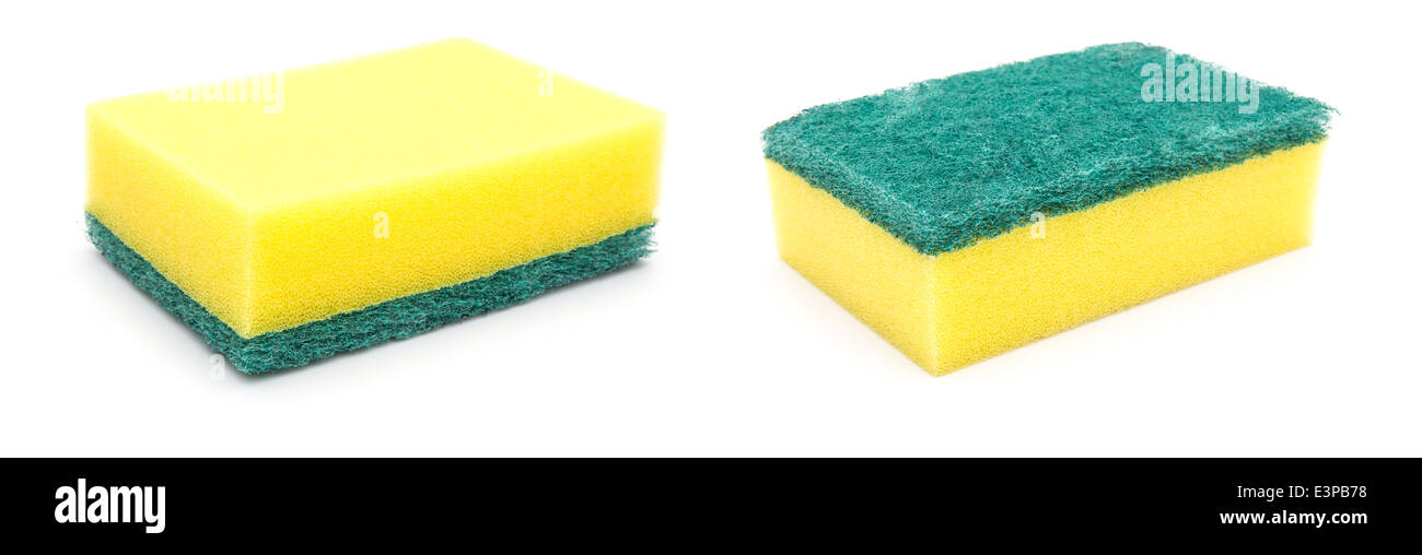 double side cleaning sponge on white background Stock Photo