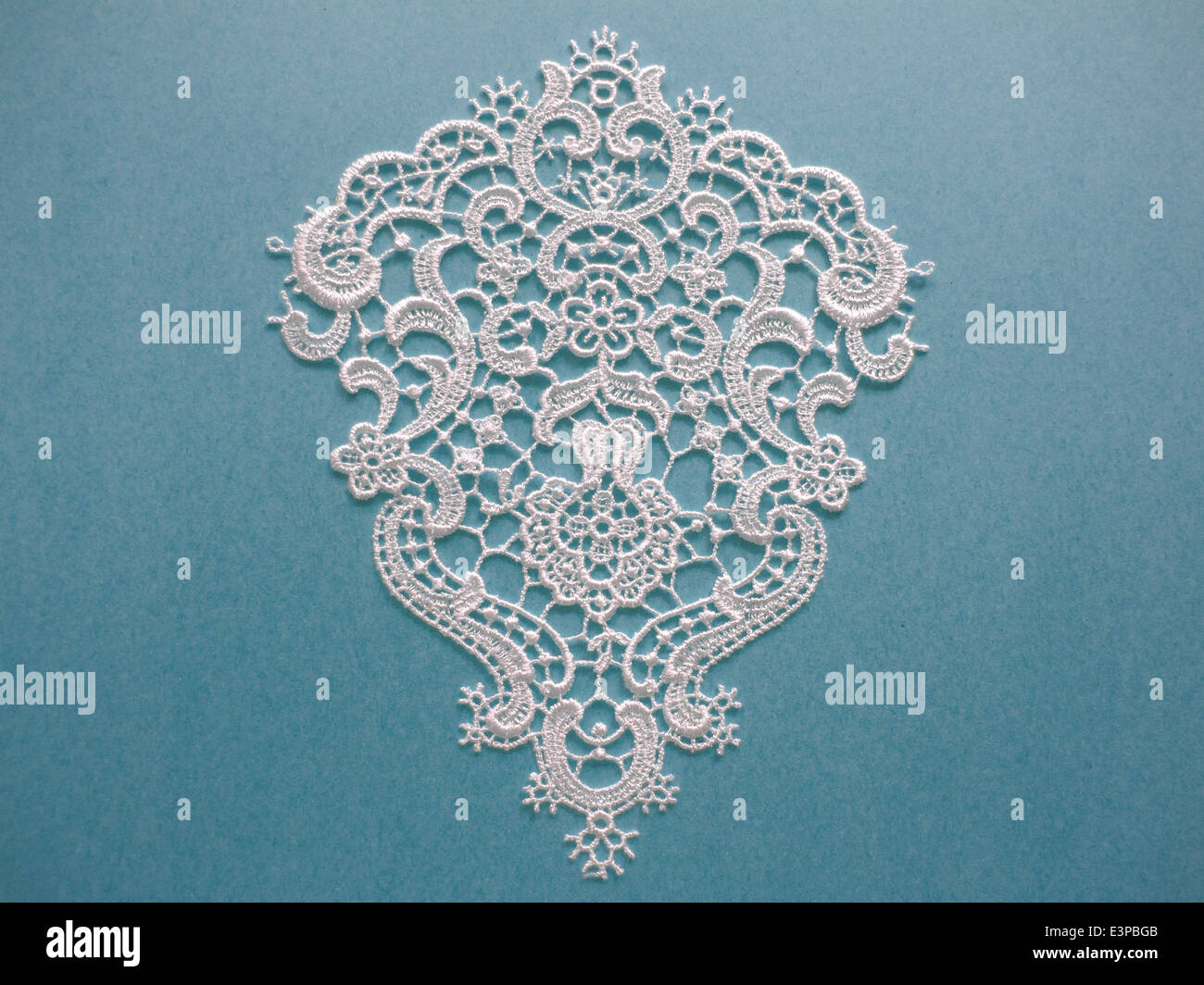 white lace on blue Stock Photo Alamy