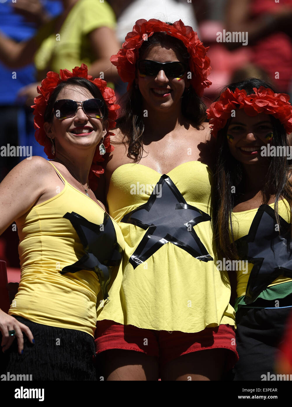 Brasilia, Brazil. 26th June, 2014. Ghana's fans cheer prior to a Group G match between Portugal and Ghana of 2014 FIFA World Cup at the Estadio Nacional Stadium in Brasilia, Brazil, June 26, 2014. © Qi Heng/Xinhua/Alamy Live News Stock Photo