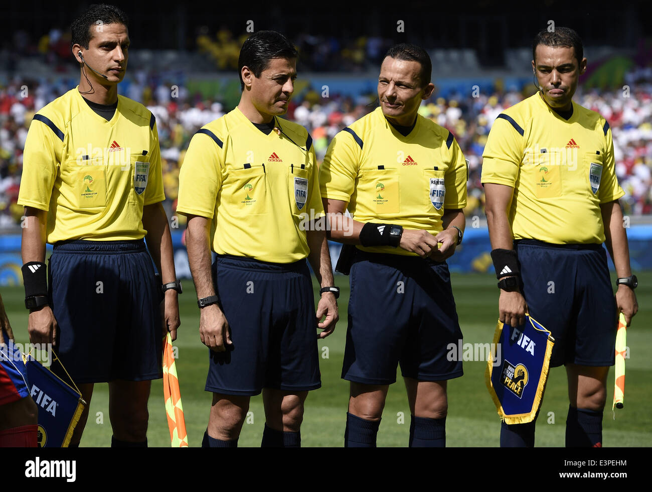 Belo Horizonte, Brazil. 24th June, 2014. Referee officials for a Group D match between Costa Rica and England of 2014 FIFA World Cup are seen at the Estadio Mineirao Stadium in Belo Horizonte, Brazil, on June 24, 2014. © Qi Heng/Xinhua/Alamy Live News Stock Photo