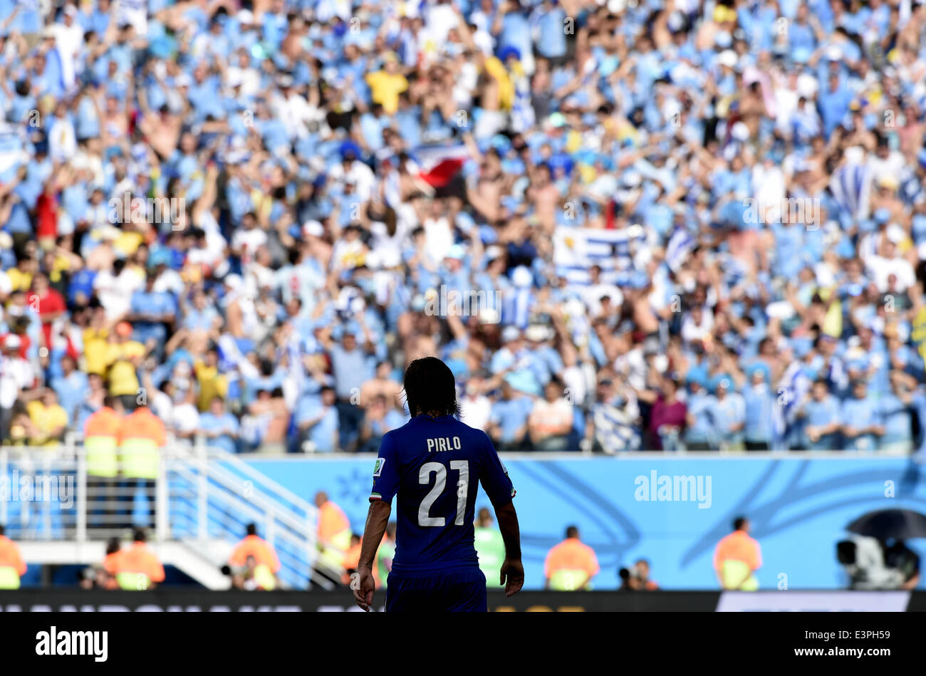 (140624) -- NATAL, June 24, 2014 (Xinhua) -- Italy's Andrea Pirlo leaves the field after a Group D match between Italy and Uruguay of 2014 FIFA World Cup at the Estadio das Dunas Stadium in Natal, Brazil, June 24, 2014. Uruguay won 1-0 over Italy on Tuesday. (Xinhua/Lui Siu Wai) Stock Photo