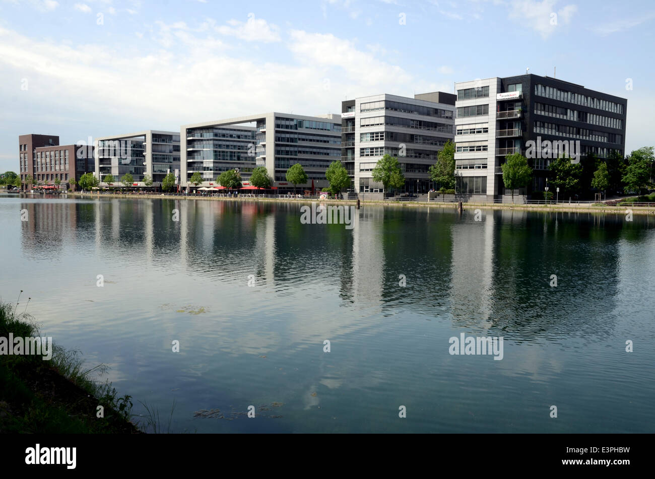 Office buildings in the Innenhafen in Duisburg, North Rhine-Westphalia. (Photo from 22 May 2014). Stock Photo