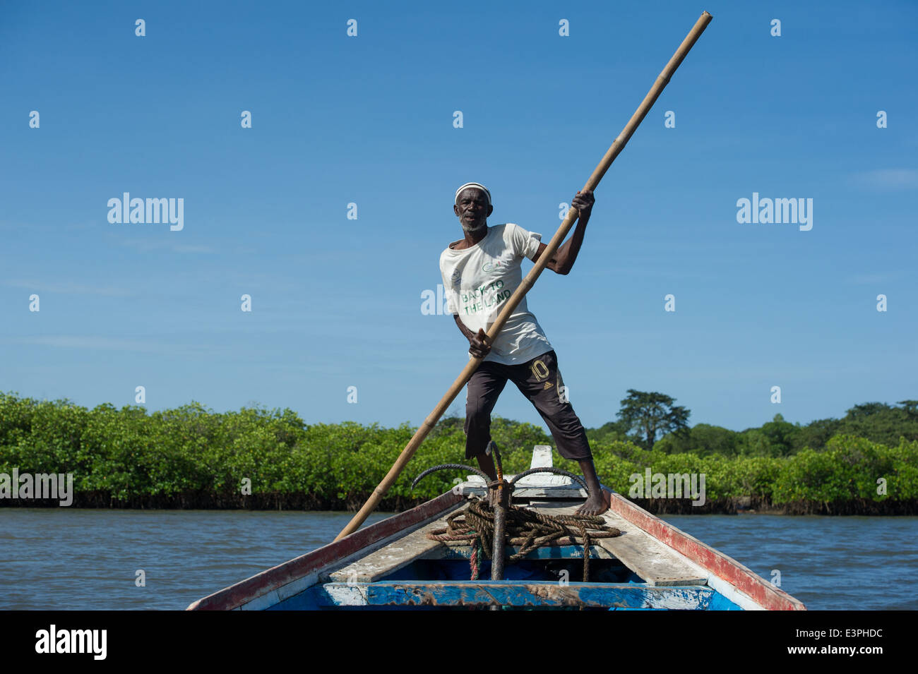 Boat on the Gambia River, the Gambia Stock Photo