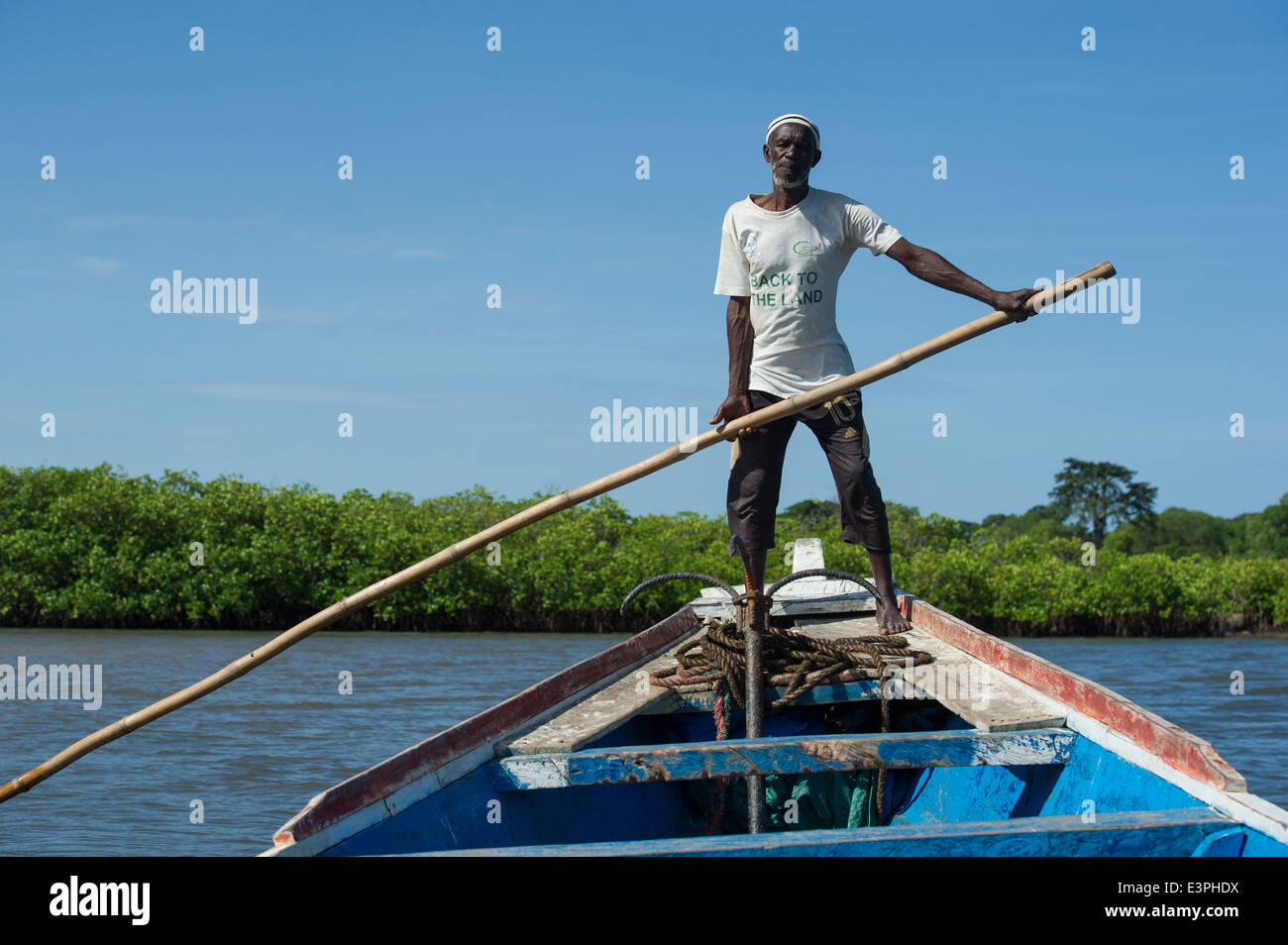 Boat on the Gambia River, the Gambia Stock Photo