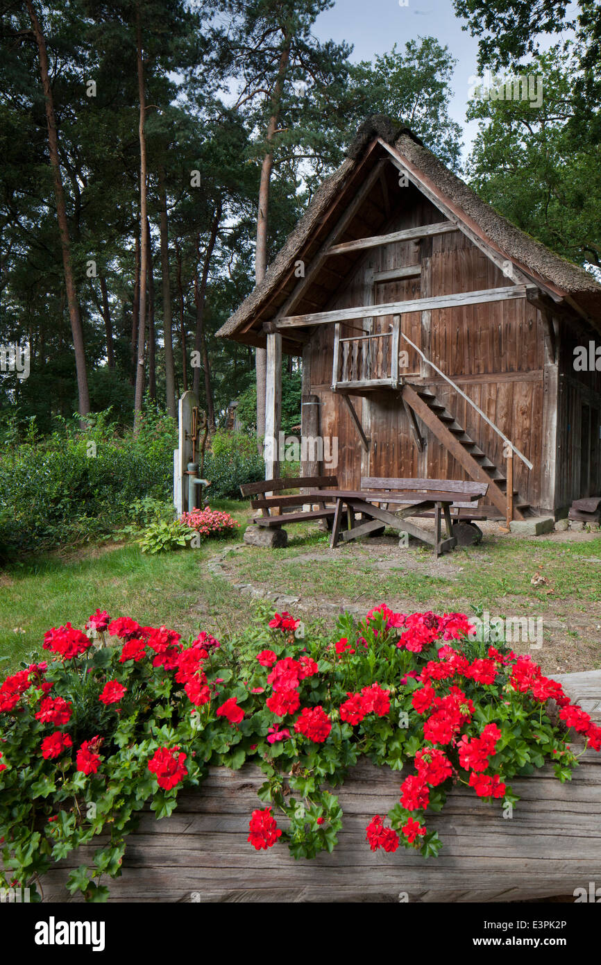 Wooden storage at the museum De Theeshof. Schneverdingen, Lueneburg Heath, Lower Saxony, Germany Stock Photo