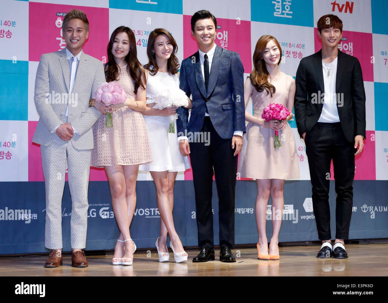 Heo Jung-Min, Yoon So-Hee, Han Groo, Yeon Woo Jin, Sun-Hwa(Secret) and Jin-Woon(2AM),  Jun 26, 2014 : (L-R) South Korean actors, Heo Jung-Min, Yoon So-Hee, Han  Groo, Yeon Woo-Jin, Han SunHwa and Jeong