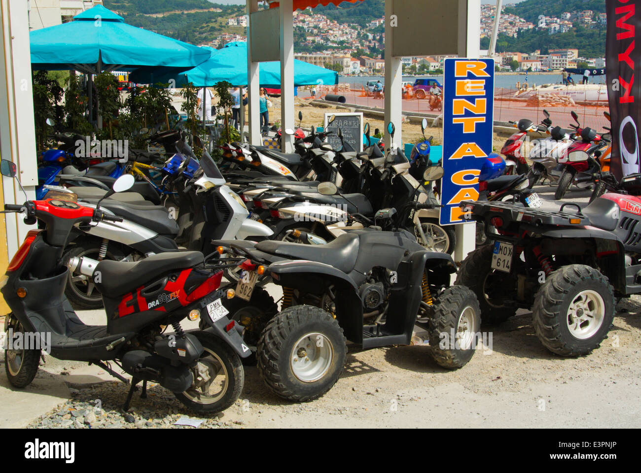 Scooters and quads for rent, Vathy, Samos Town, Samos, Aegean Sea
