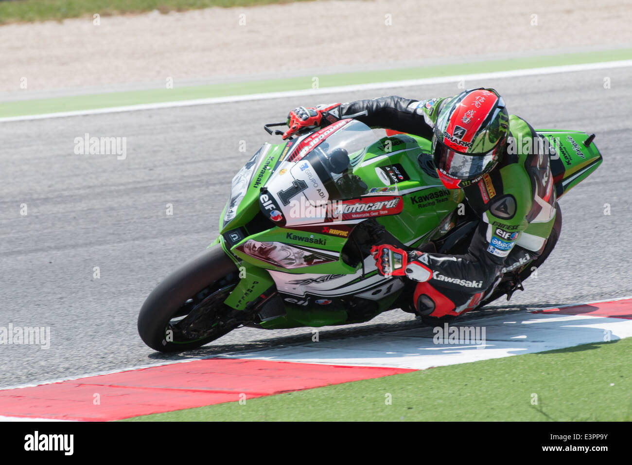 Kawasaki ZX-10R of KAWASAKI RACING TEAM , driven by SYKES Tom in action during the Superbike Free Practice 4th Session Stock Photo