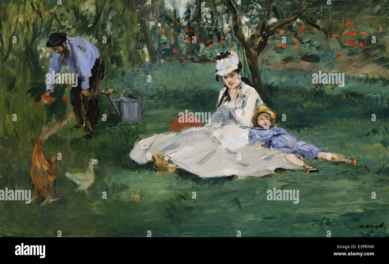 Édouard Manet - The Monet Family in Their Garden at Argenteuil - 1874 Stock Photo