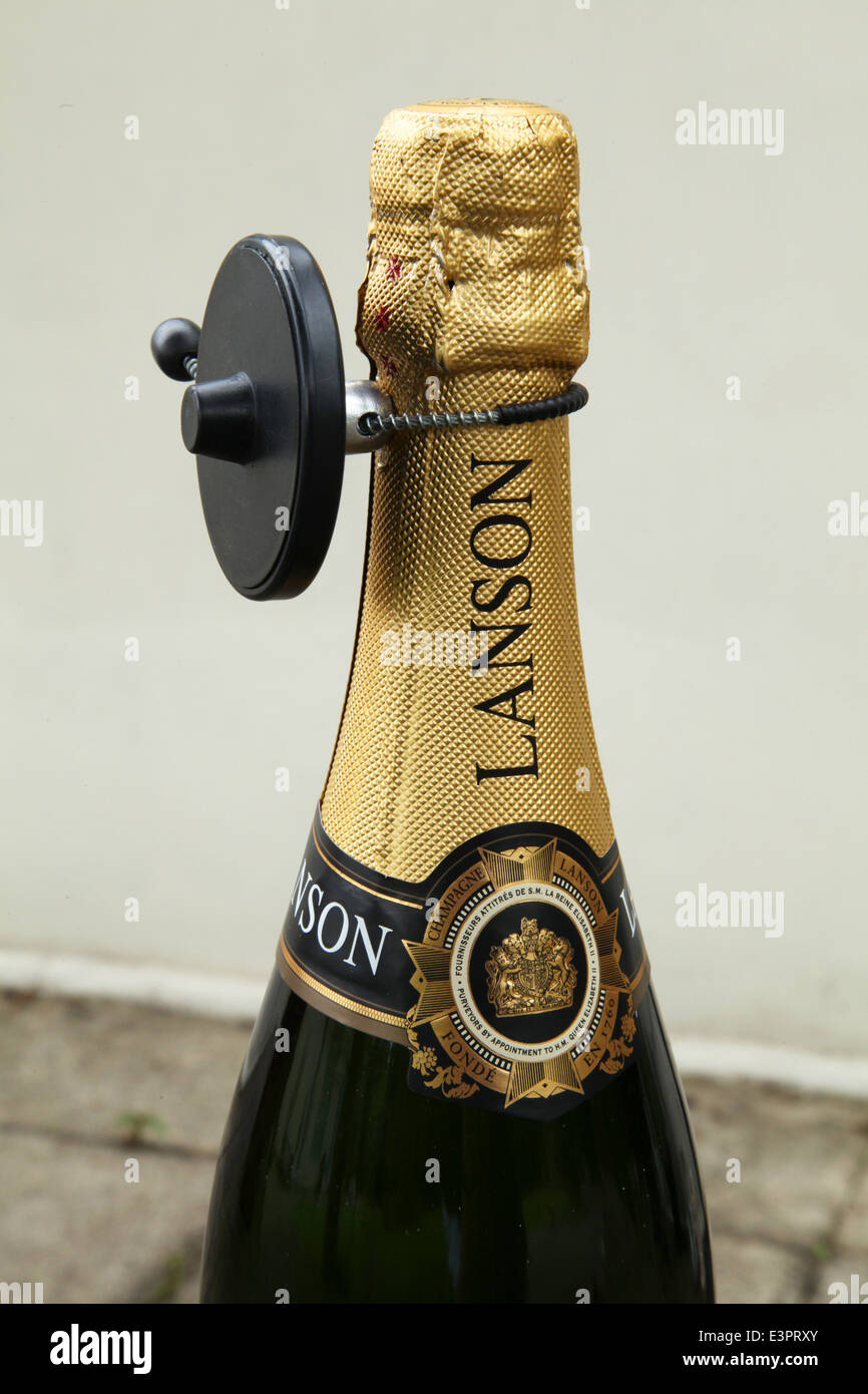 a bottle of Lanson Champagne with the security tag still on! Stock Photo Alamy