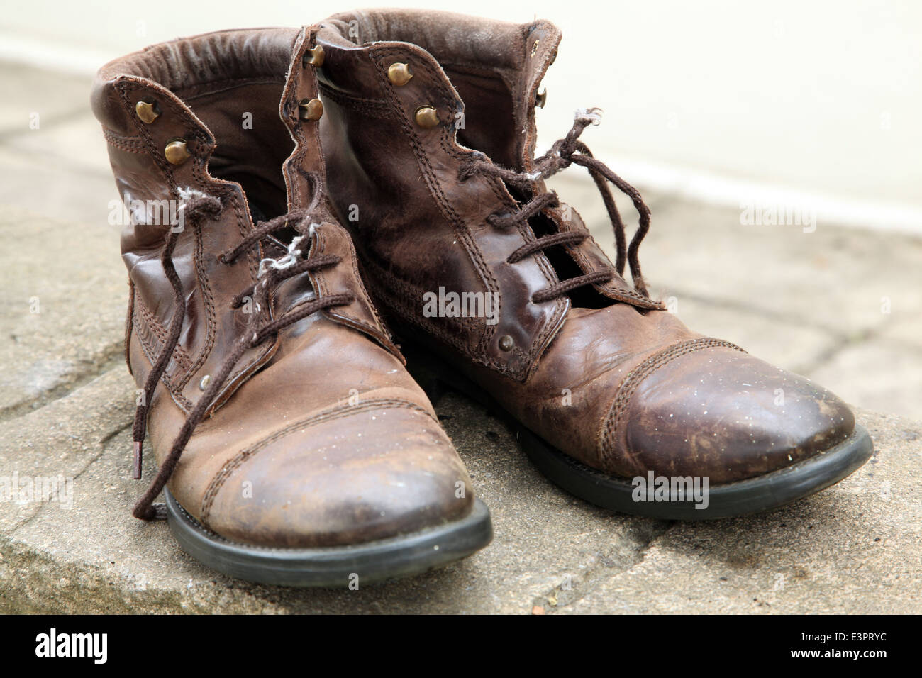 Old leather boots hi-res stock photography and images - Alamy