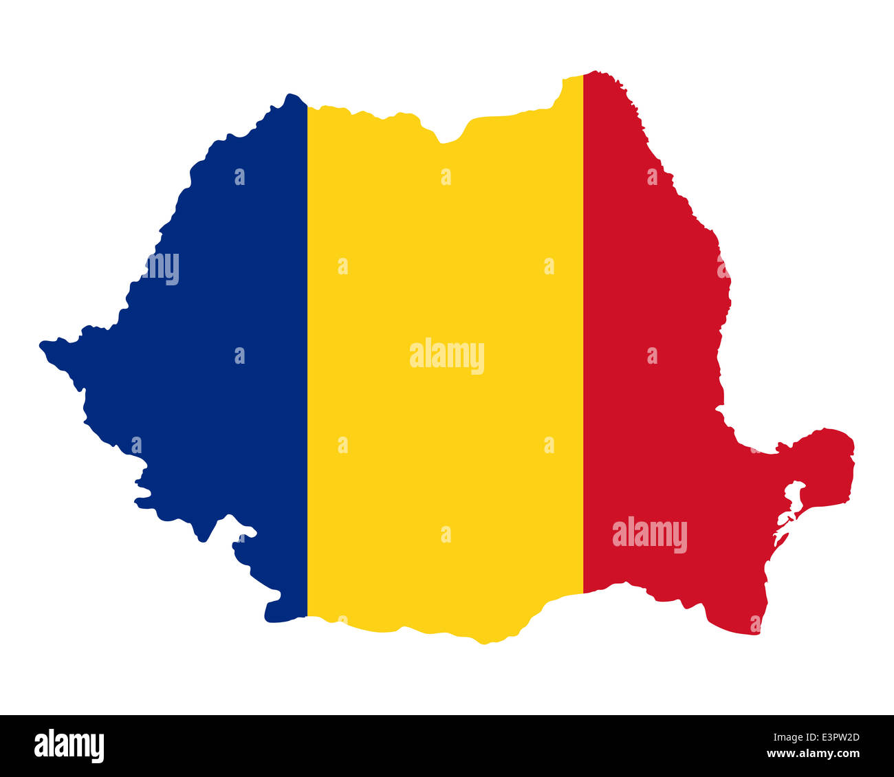 Map and flag of Romania Stock Photo