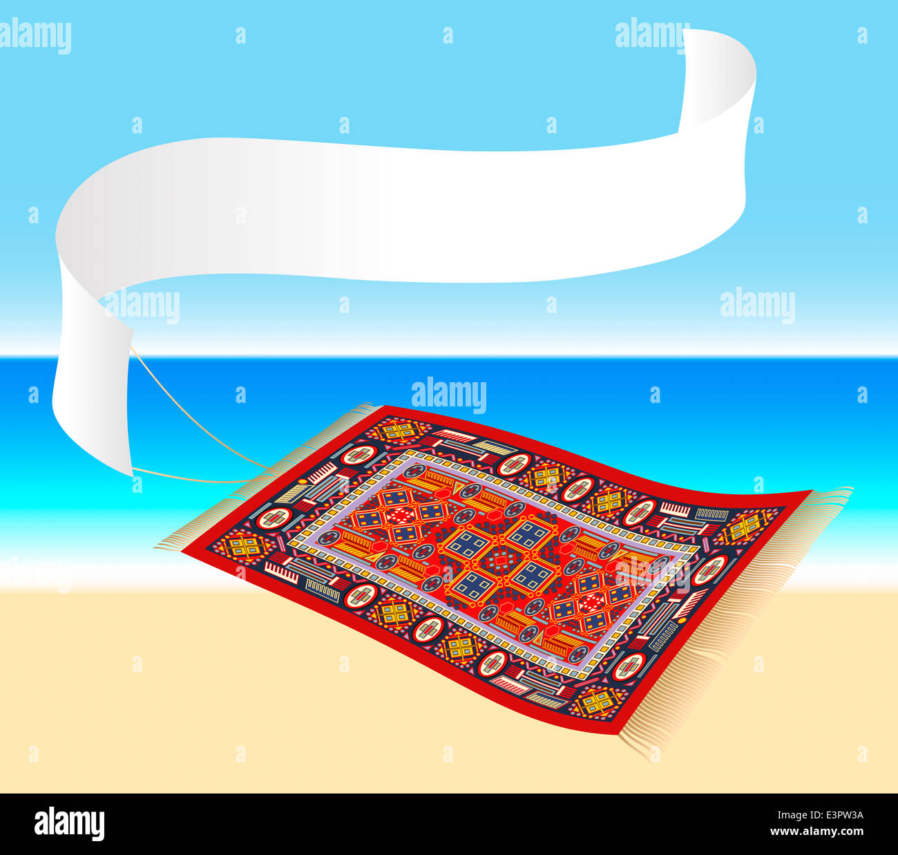 Una illustrazione di Aladdin su un tappeto magico, volare sopra il deserto  Foto stock - Alamy