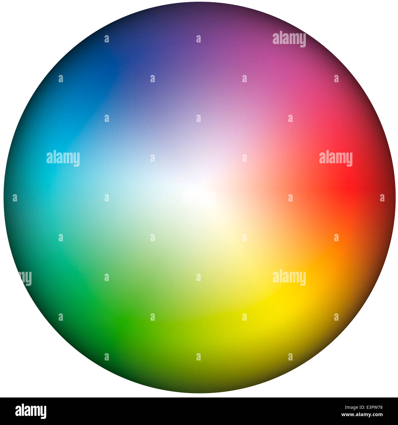 Depiction of a color wheel, inclusively gradation of brightness. Stock Photo