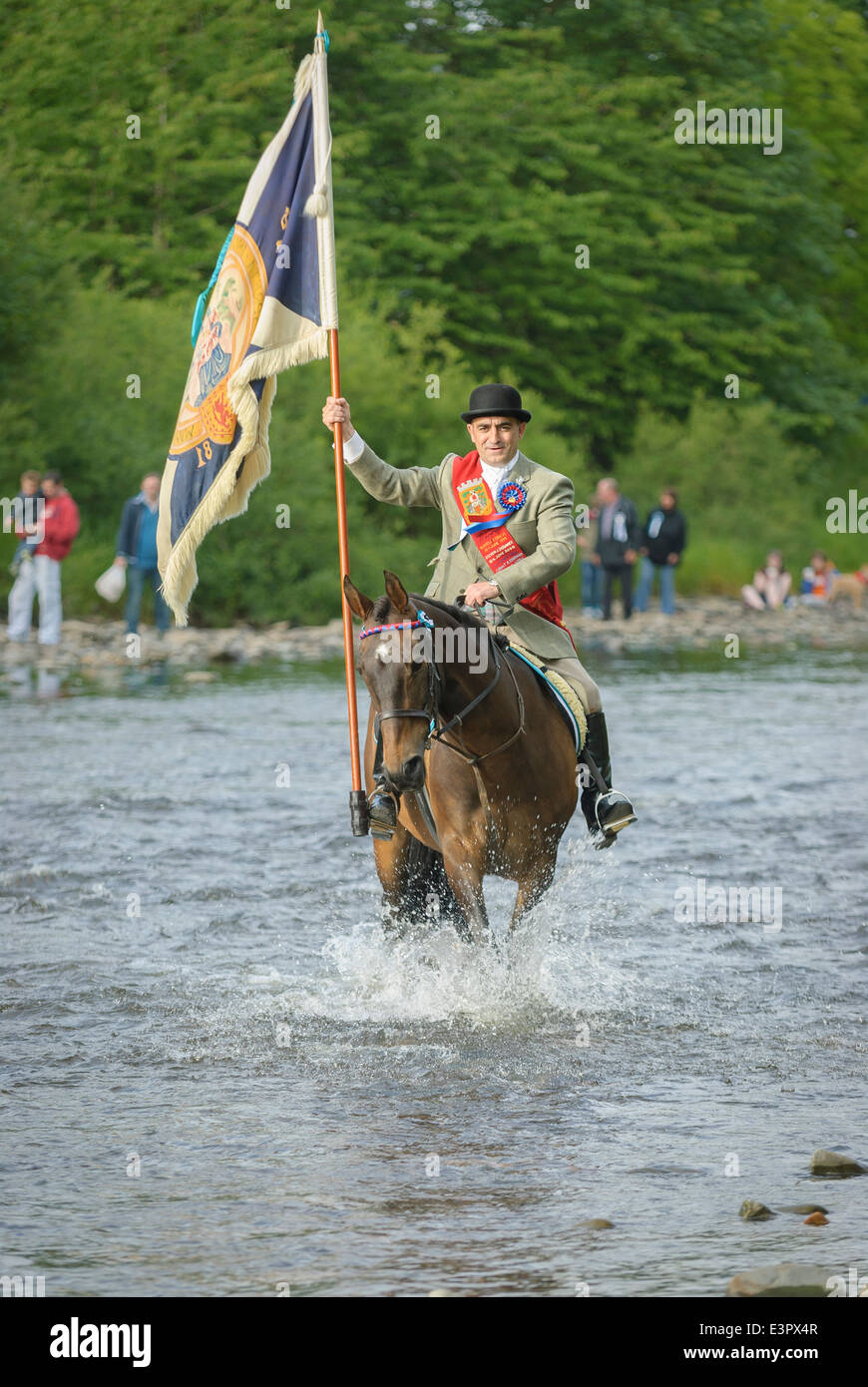 Selkirk Common Riding 2011. The Standardbearer crosses the River