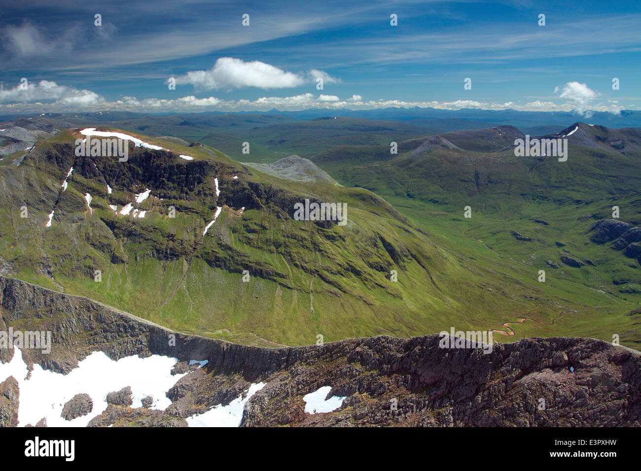 Aonach Beag and the Carn Mor Dearg Arete from Ben Nevis, Lochaber Stock Photo