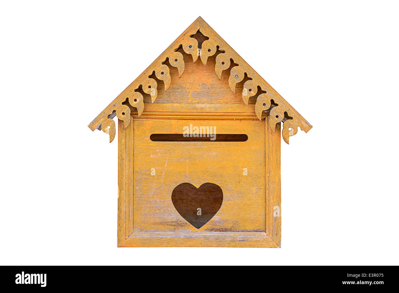 Old wooden mailbox isolated on white with clipping path Stock Photo - Alamy