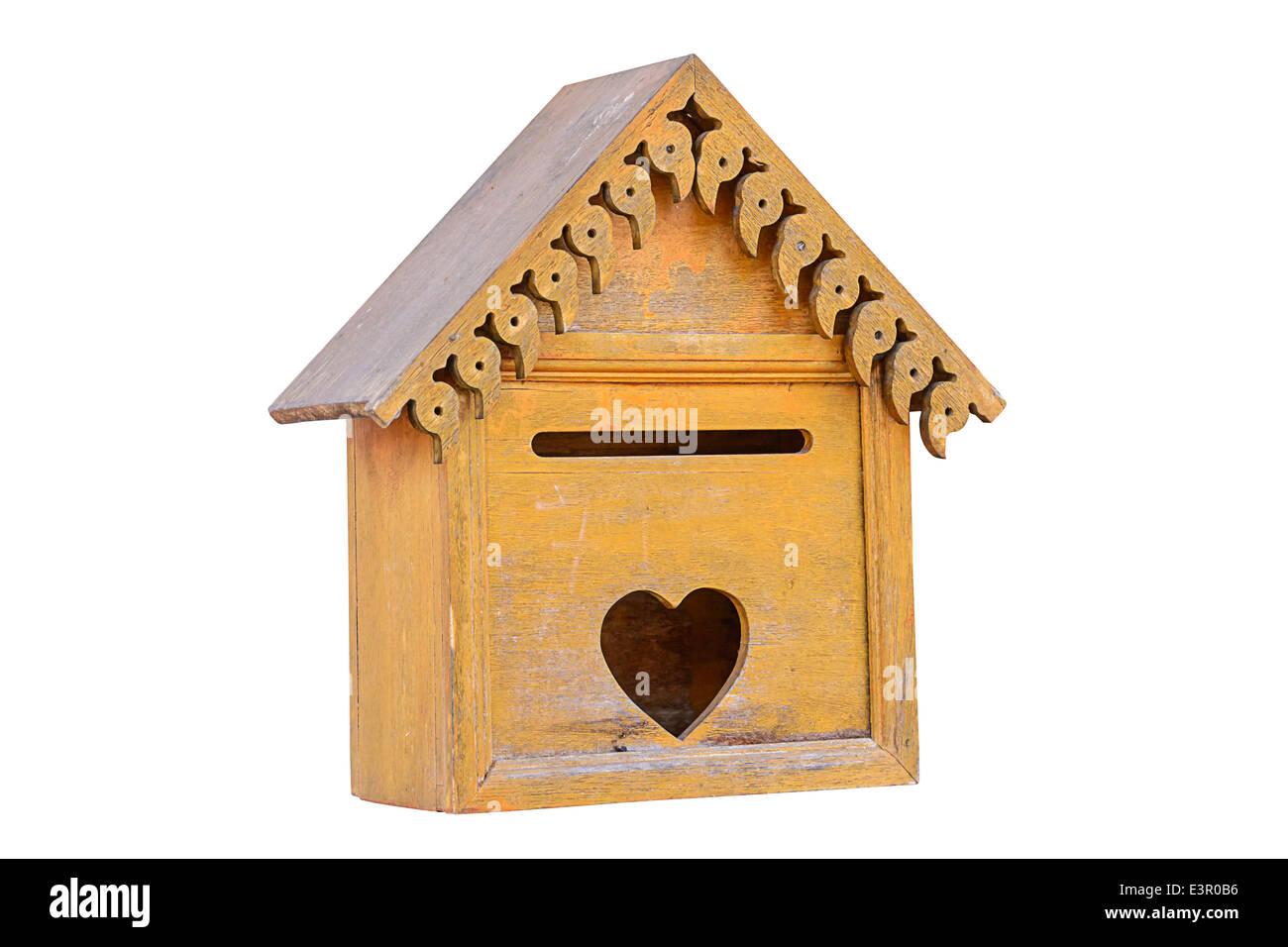 Old wooden mailbox isolated on white with clipping path Stock Photo - Alamy