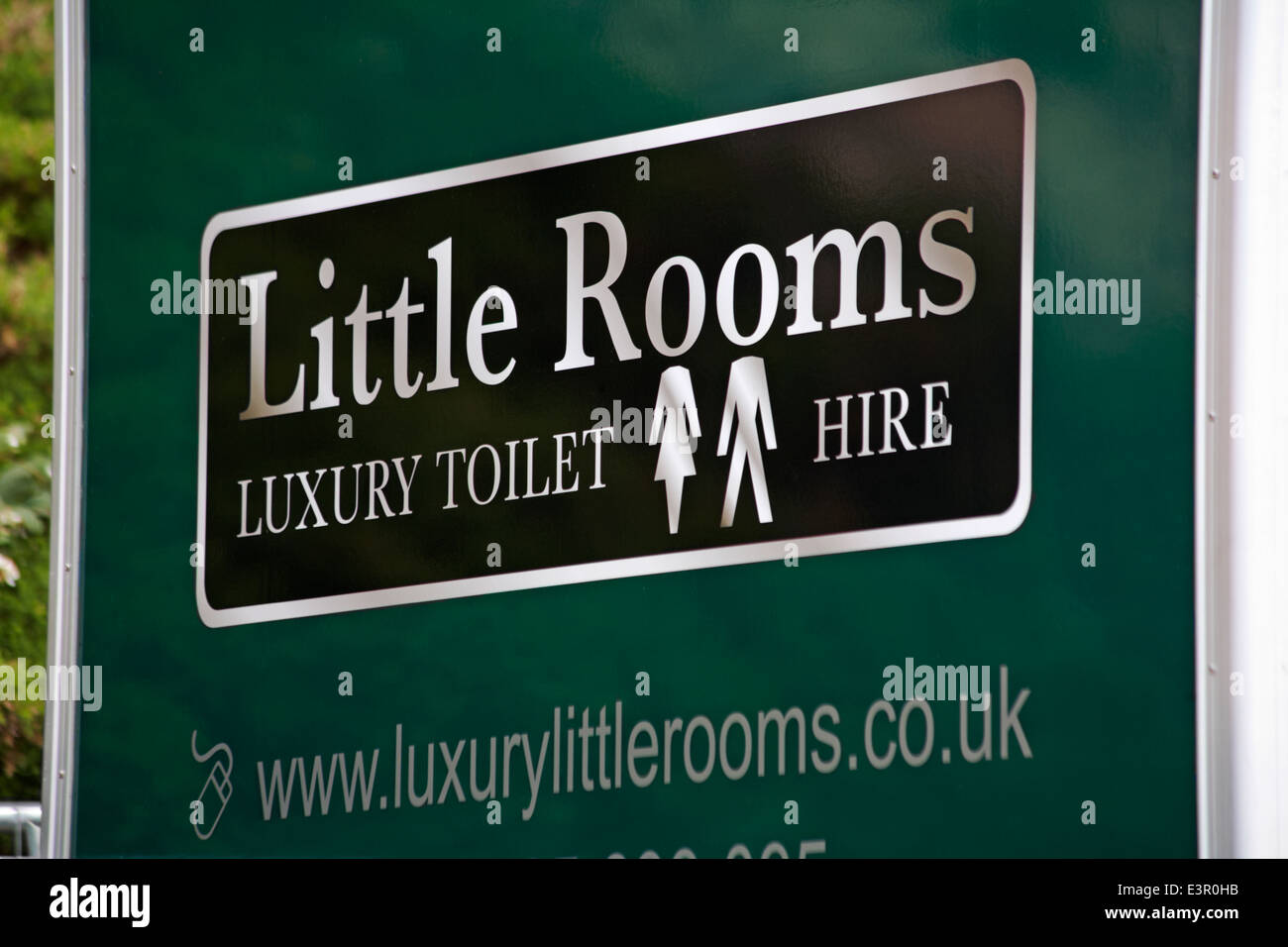 Little rooms luxury toilet hire - sign on portable toilets at Bournemouth promenade for wedding parties - Bournemouth, Dorset UK Stock Photo