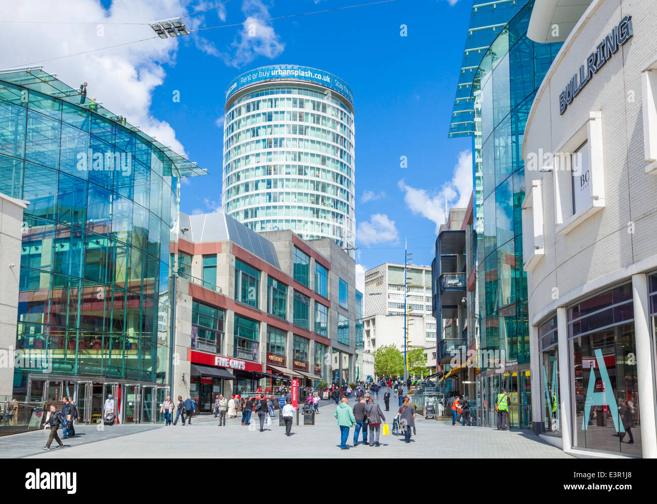 Rotunda and Birmingham Bullring shopping centre, Birmingham City Centre, Birmingham, West Midlands, England, UK, GB, EU, Europe Stock Photo