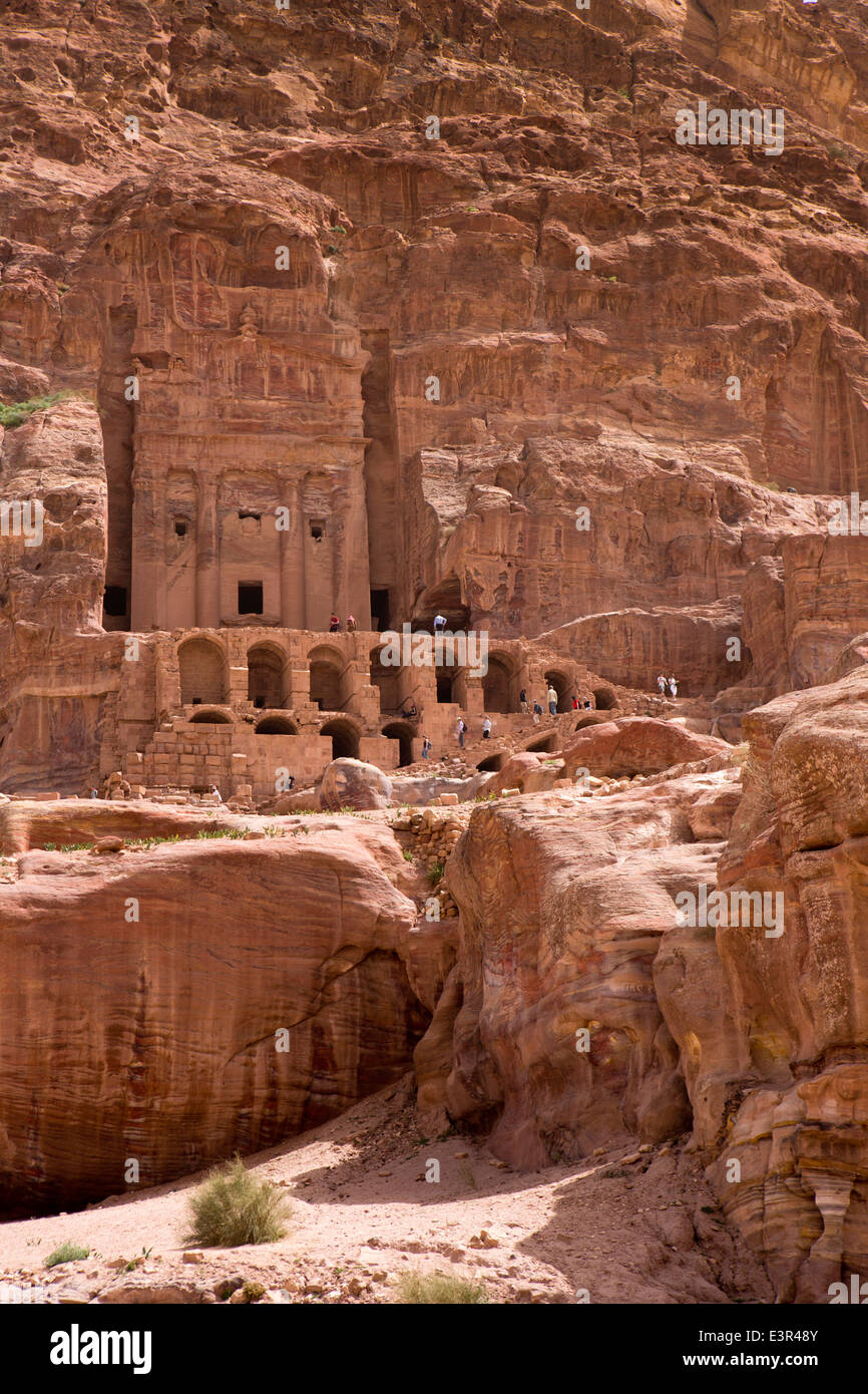 Jordan, Arabah, Petra, Urn tomb and Al Mahkama (law courts) Stock Photo