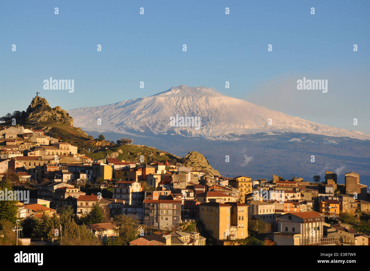 Etna view from Cesarò,  sunset, Messina, Sicily, Italy, Europe Stock Photo