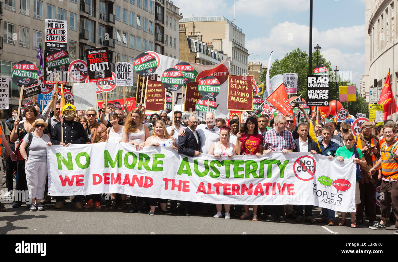 The No More Austerity demonstration & march takes place in Central London. Stock Photo
