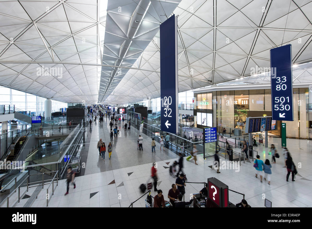 Hong Kong airport terminal interior. 29/4/2014 Stock Photo
