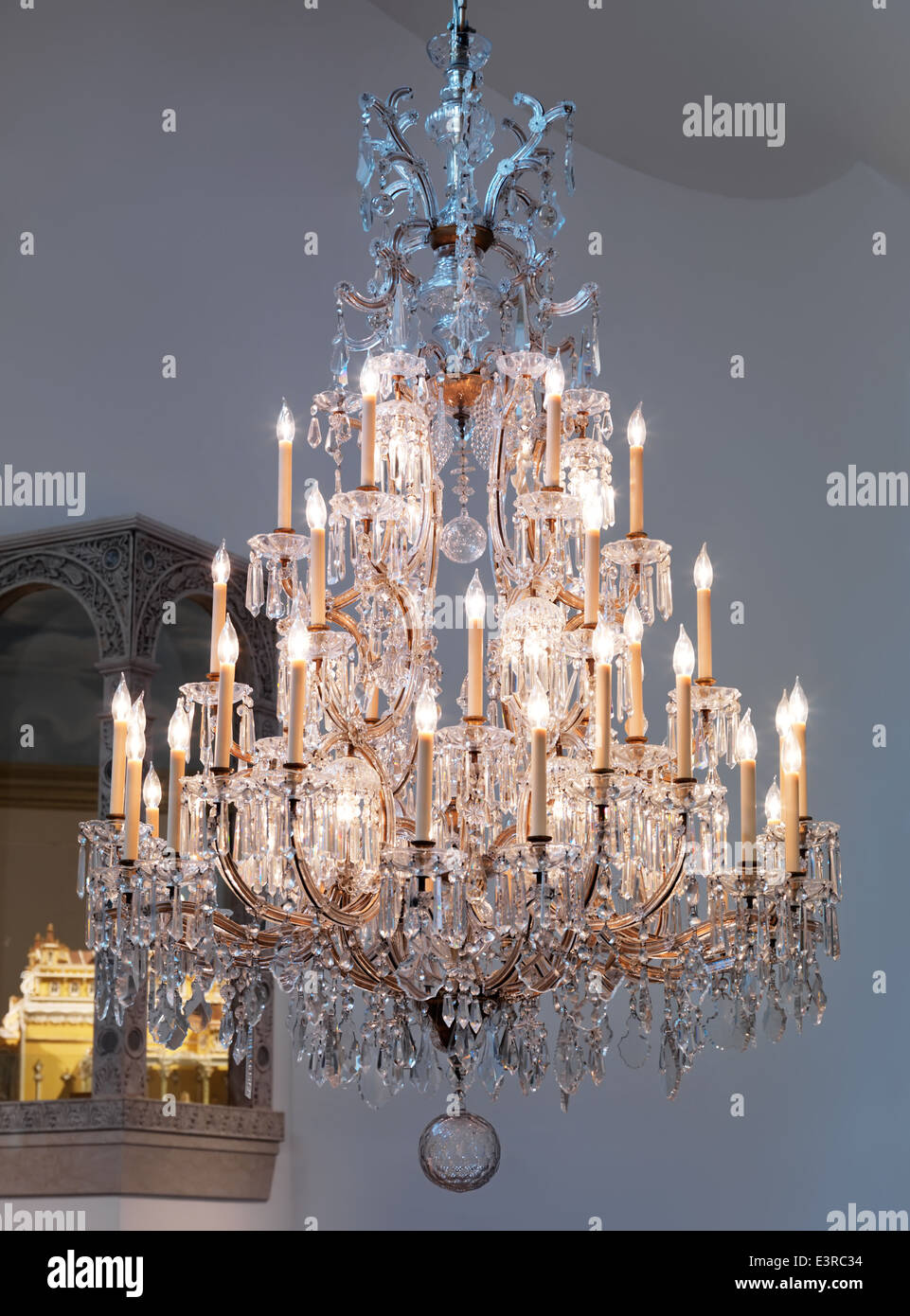 Large crystal chandelier Stock Photo