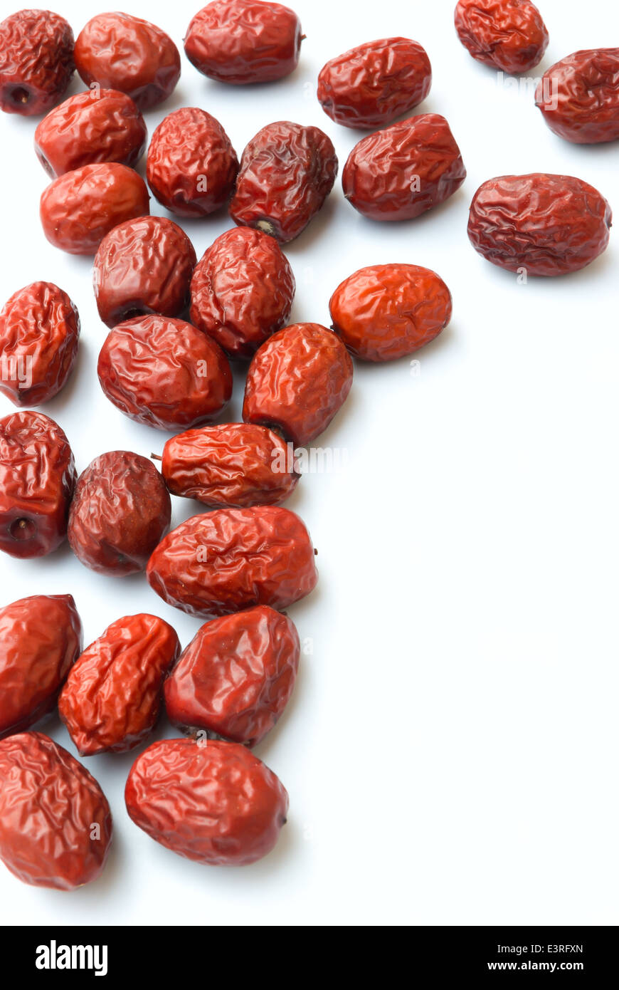 lots of dried jujube on white background Stock Photo