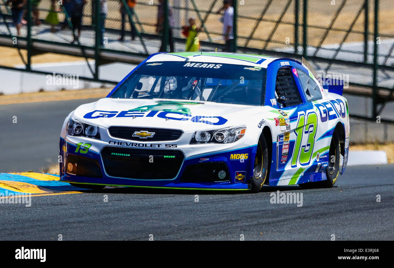 Casey Mears navigates turn 2 at the NASCAR Sprint Cup Series Toyota/SaveMart 350 at Sonoma Raceway on 6-21-14 Stock Photo
