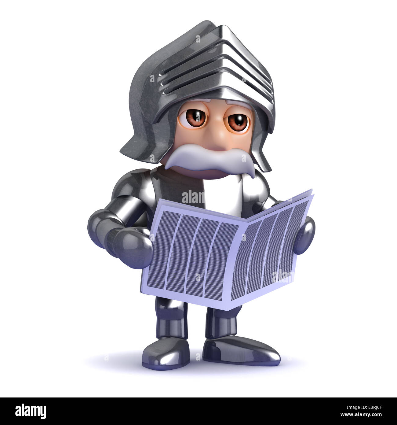 3d Knight is reading the newspaper Stock Photo
