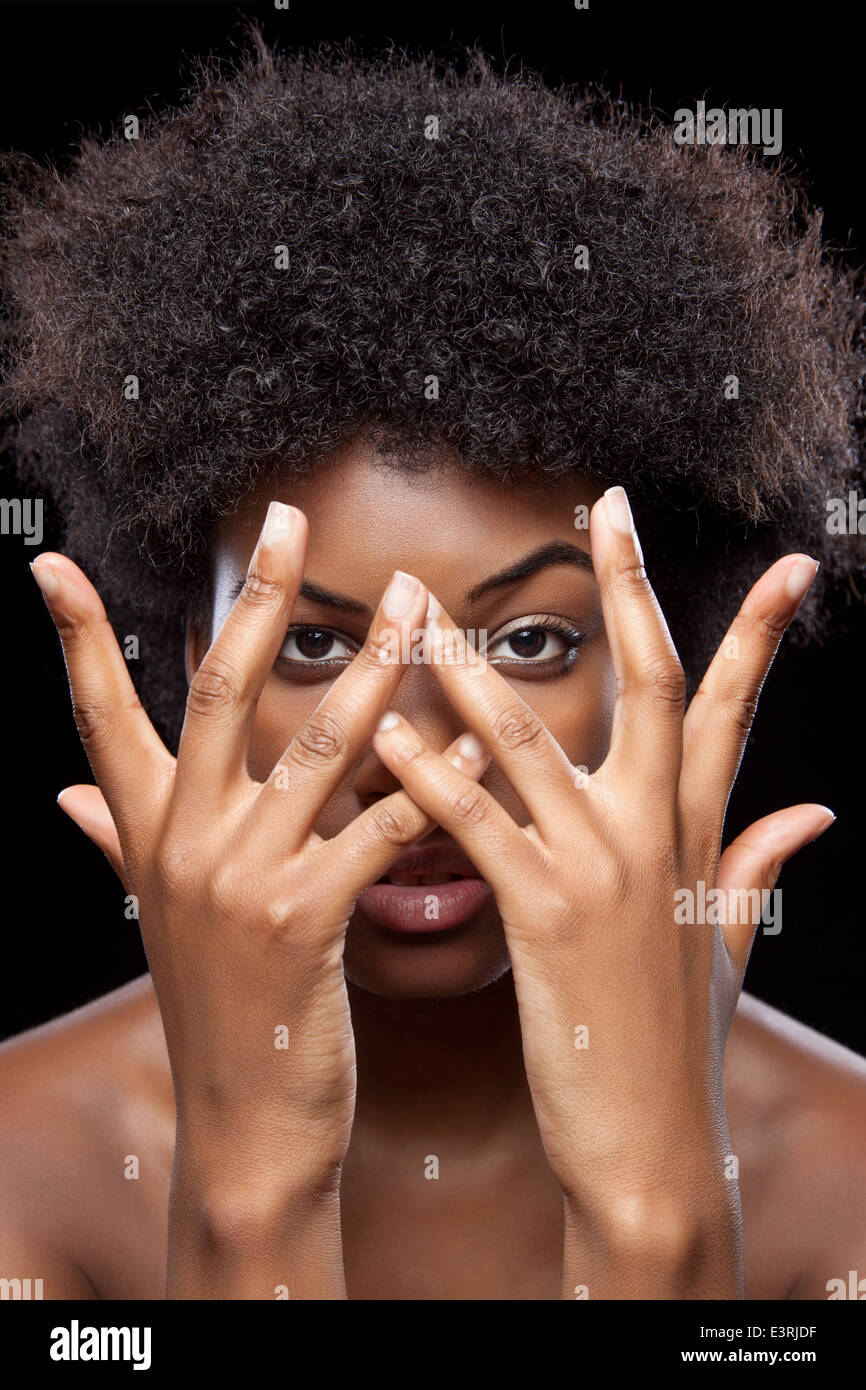 Black beauty with afro hairstyle Stock Photo