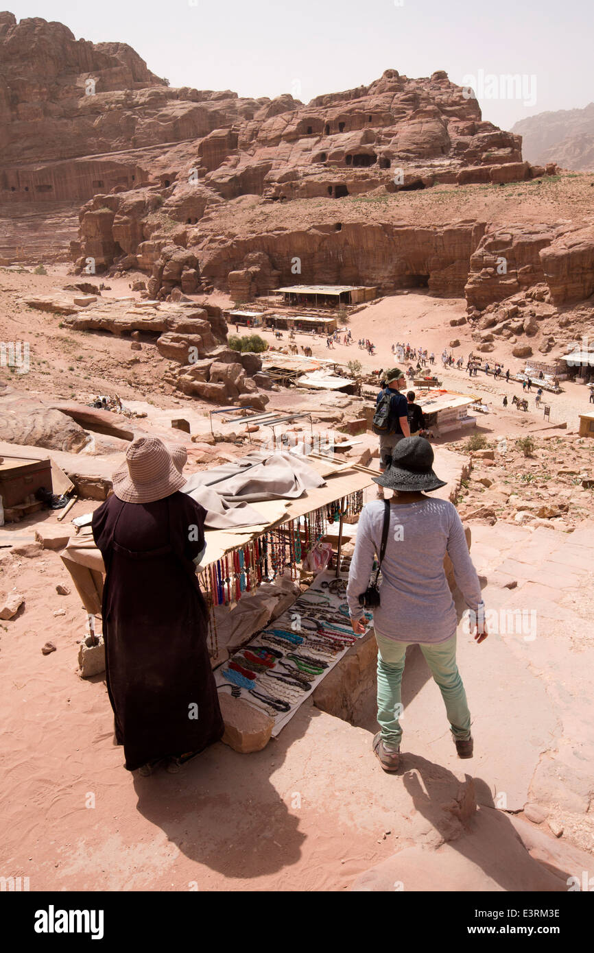 Jordan, Arabah, Petra, souvenir stall at Urn tomb and Al Mahkama (law courts) Stock Photo