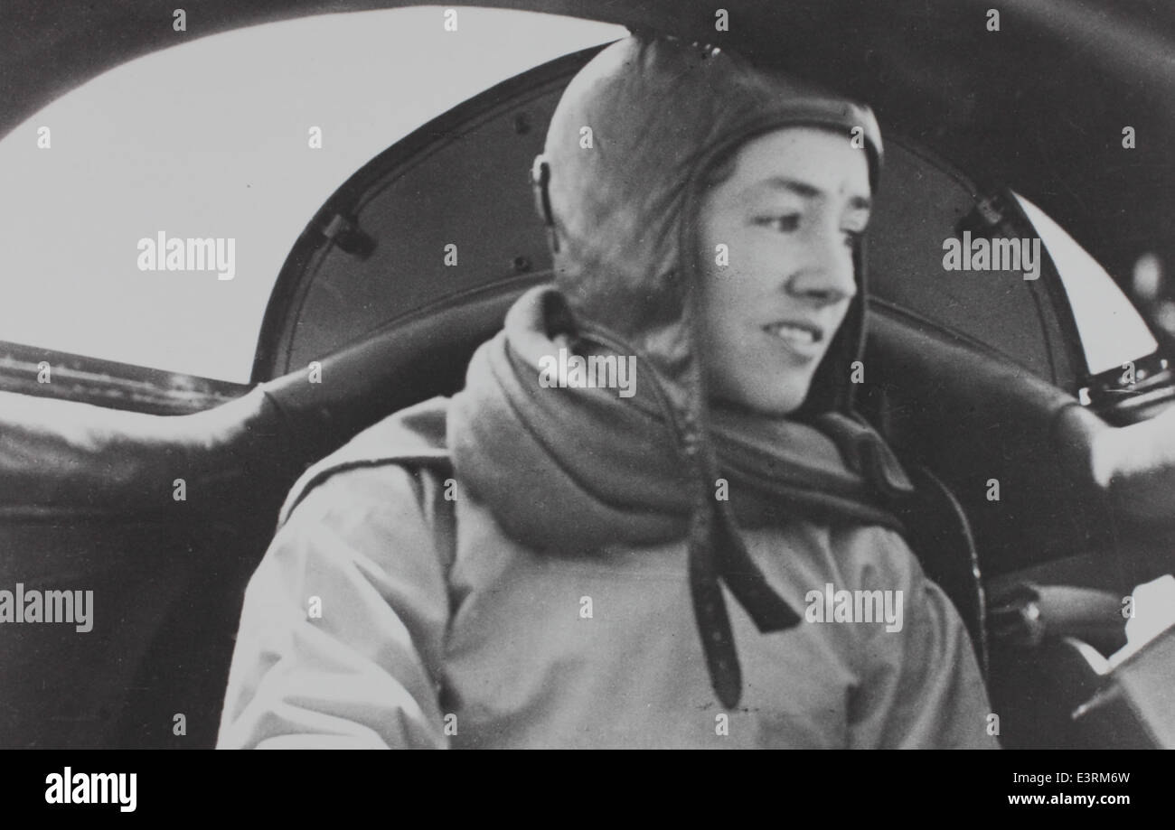 Anne Morrow Lindbergh in cockpit Stock Photo