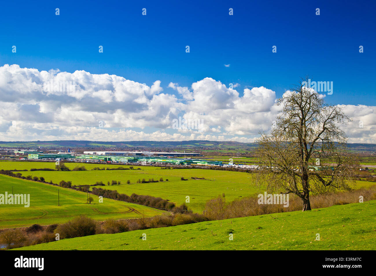 Morrison's distribution warehouse in Bridgwater, Somerset, England camouflaged to make it Morrison's distribution warehouse in Bridgwater, Somerset, England camouflaged to make it