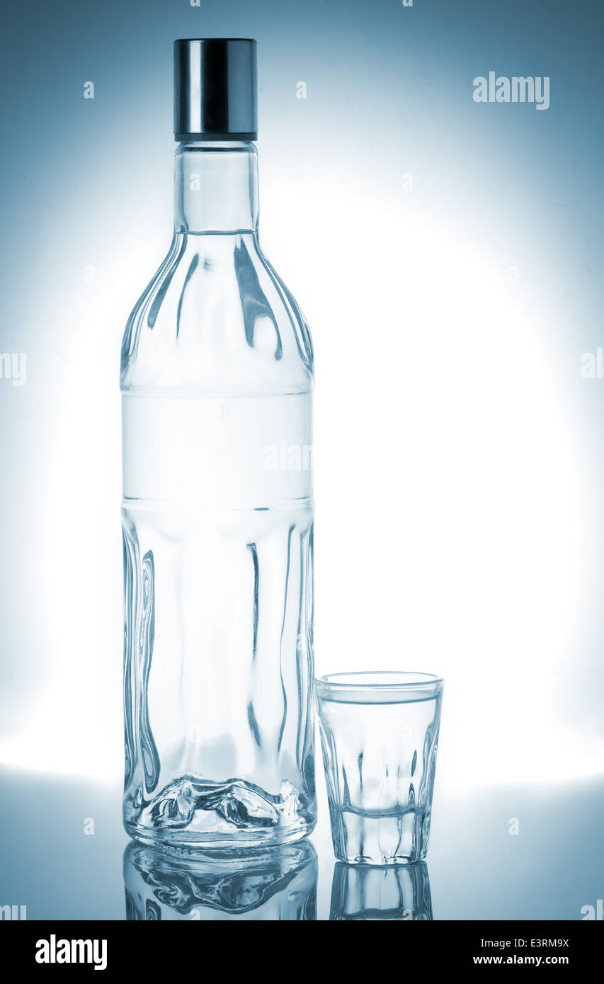 Bottle of vodka and ice cubes Stock Photo Alamy