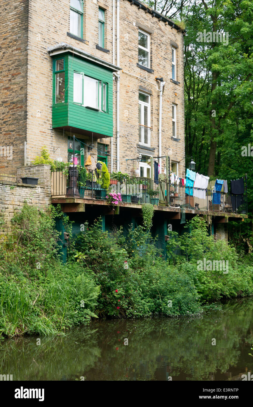 House beside the Rochdale Canal, Luddenden Foot, West Yorkshire Stock