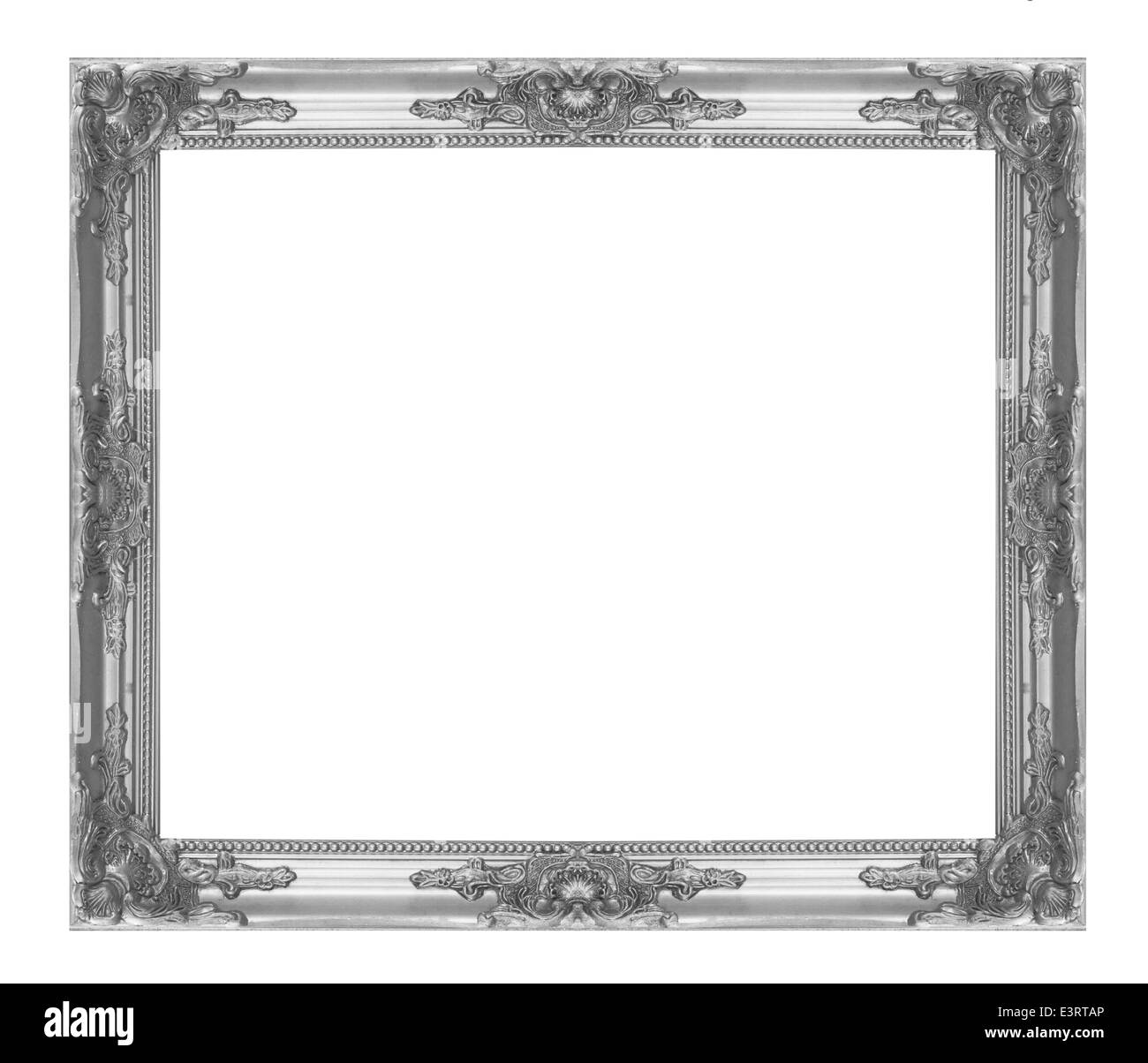 Silver picture frame isolated on white background Stock Photo - Alamy