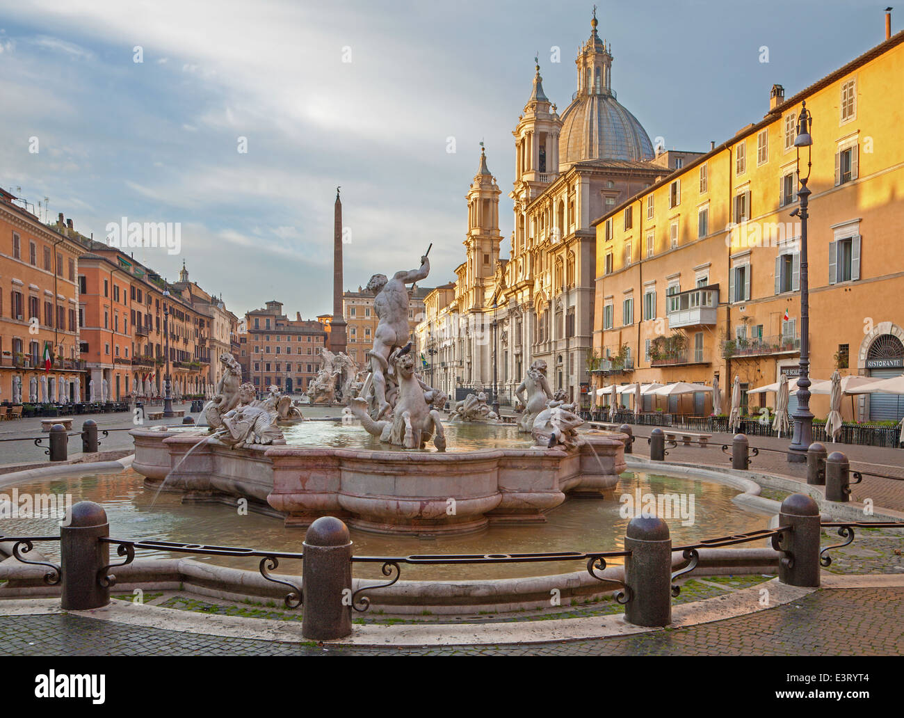 Rome - Piazza Navona in morning and Fountain of Neptune (1574) created ...