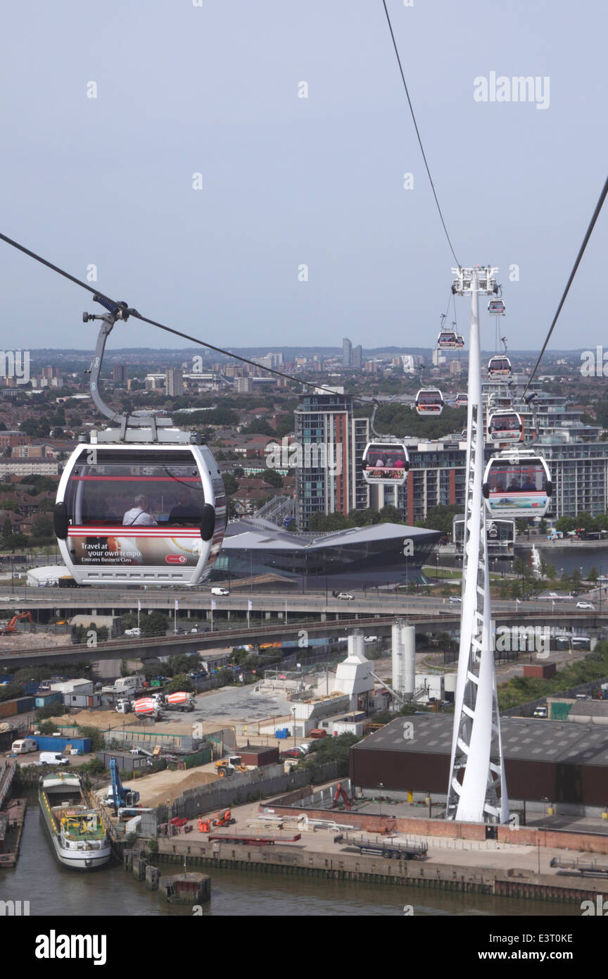 Emirates Air Line Cable Car across the River Thames London Stock Photo