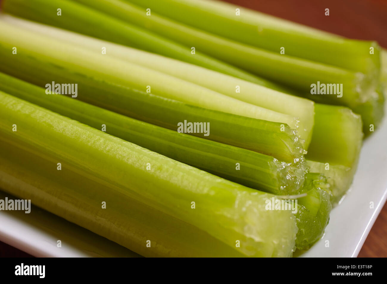dish of celery stalks Stock Photo