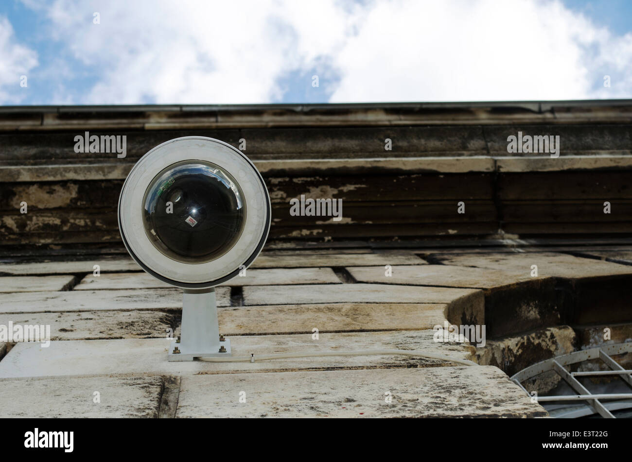 Hi-tech dome type camera and a blue sky Stock Photo