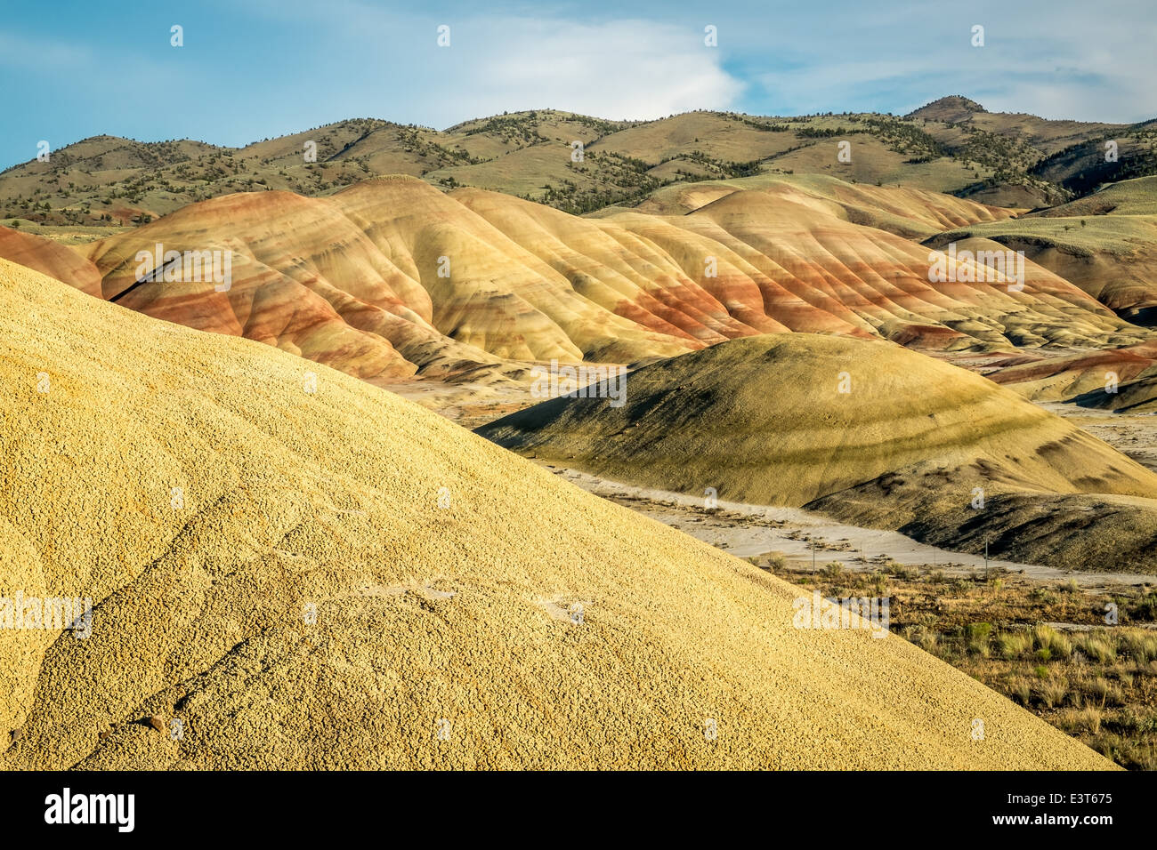 Painted Hills mad of bentonite clay in John Day Fossil Beds National Monument in eastern Oregon Stock Photo