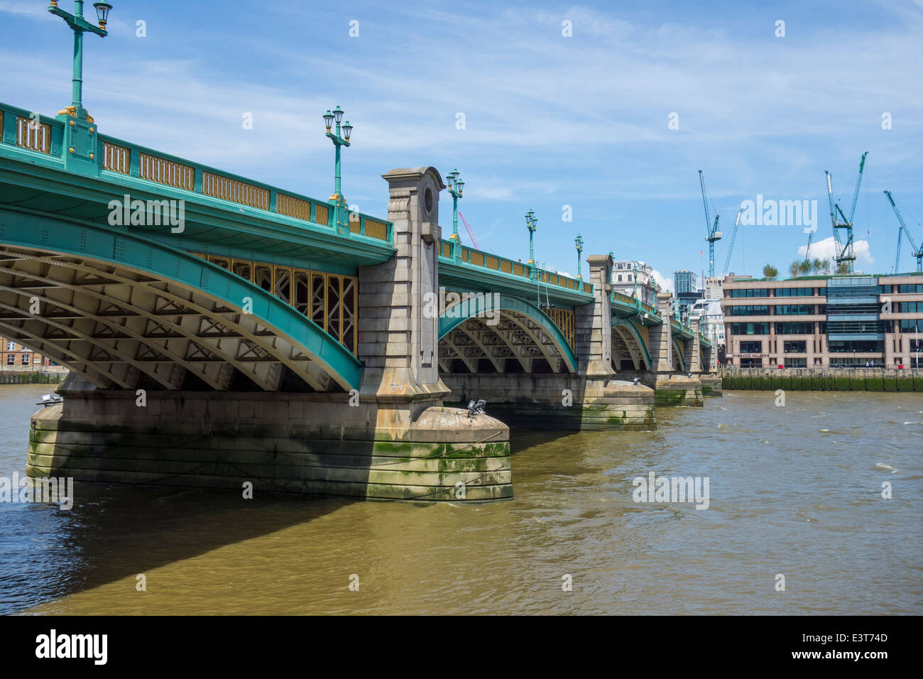 Southwark Bridge River Thames South Bank London Stock Photo